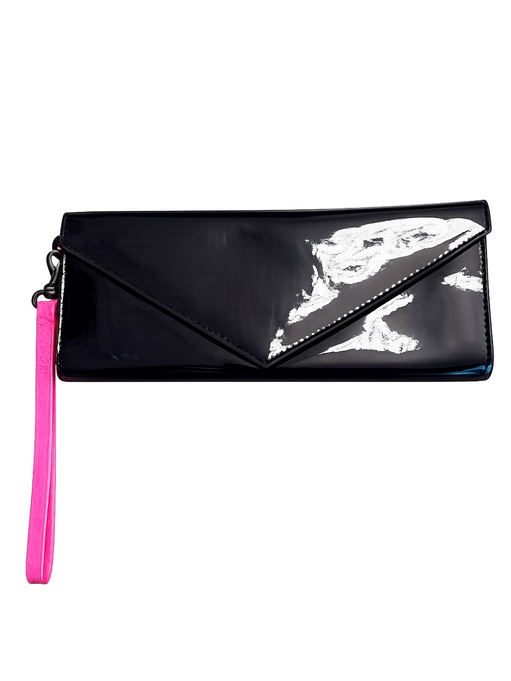 Marc by Marc Jacobs Black Patent Leather Envelope Clutch Wallet Wristlet